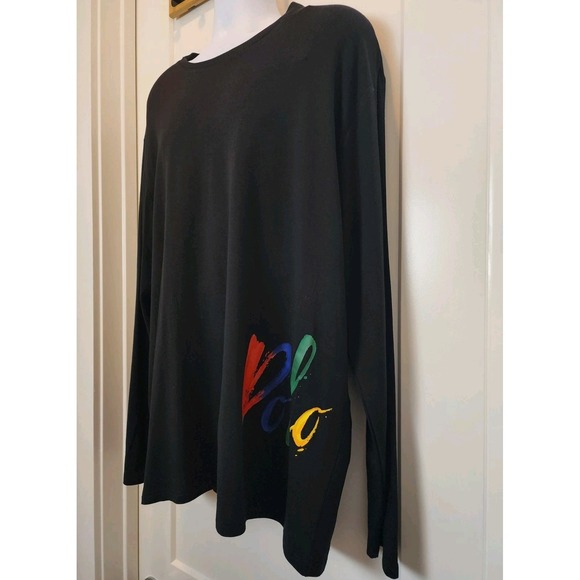 Polo Ralph Lauren XL Long Sleeve Pajama Lounge Shirt Black Logo Paint Splatter - Picture 2 of 10